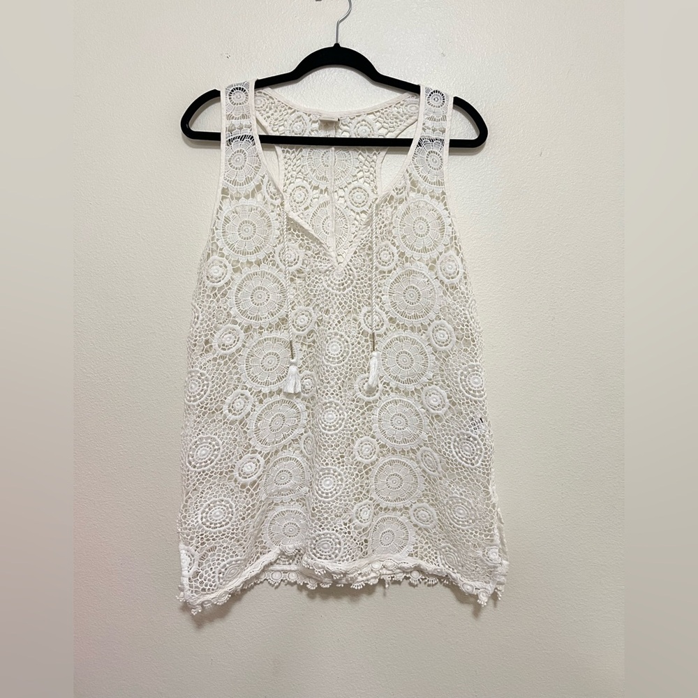Abercrombie & Fitch White Crochet Tank or Swim Coverup